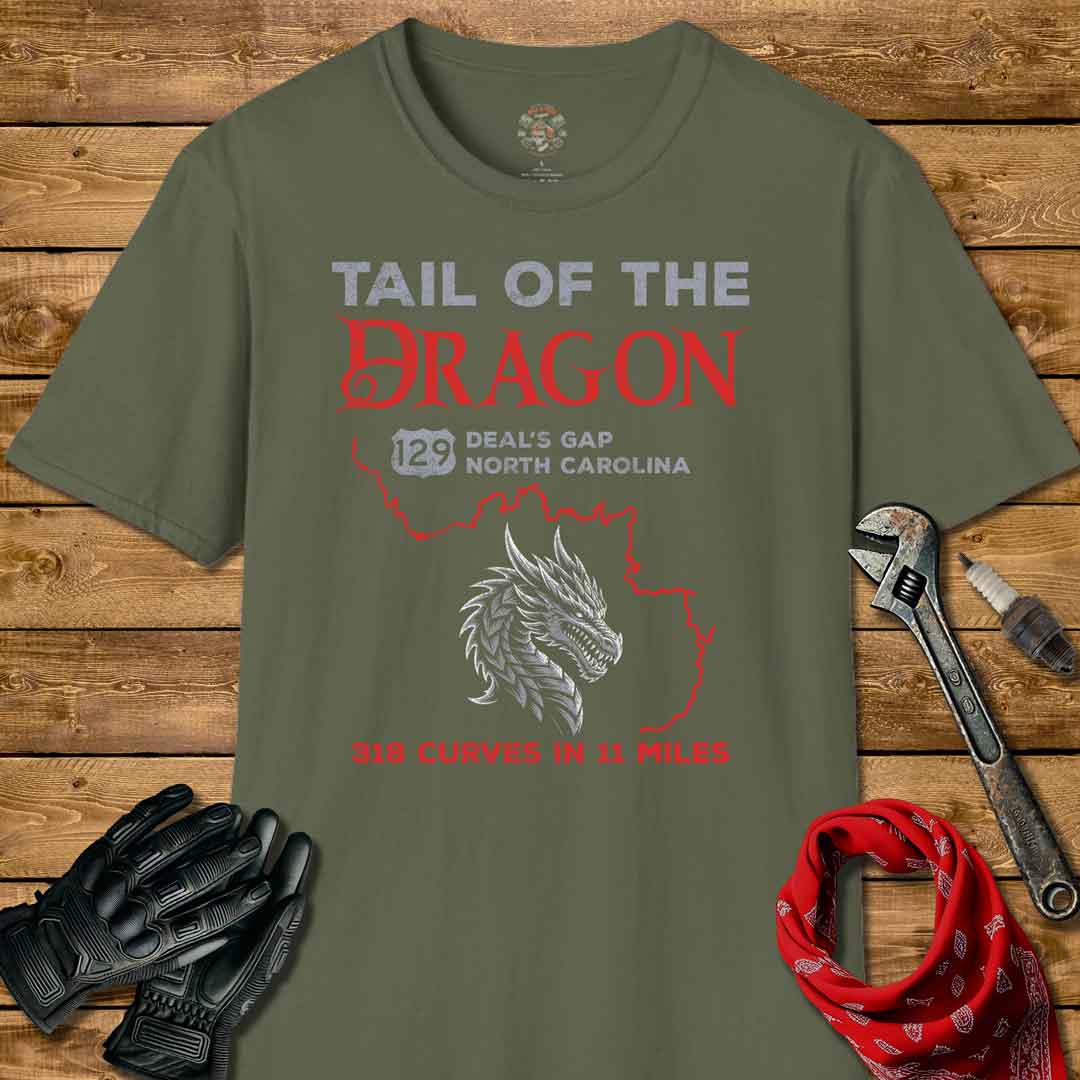 Tail Of The Dragon With Map Outline Distressed Effect