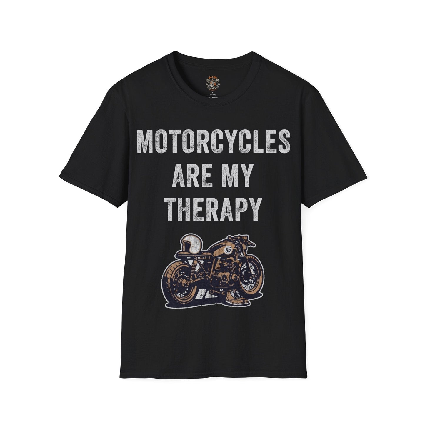 Motorcycles Are My Therapy Distressed Effect T-shirt