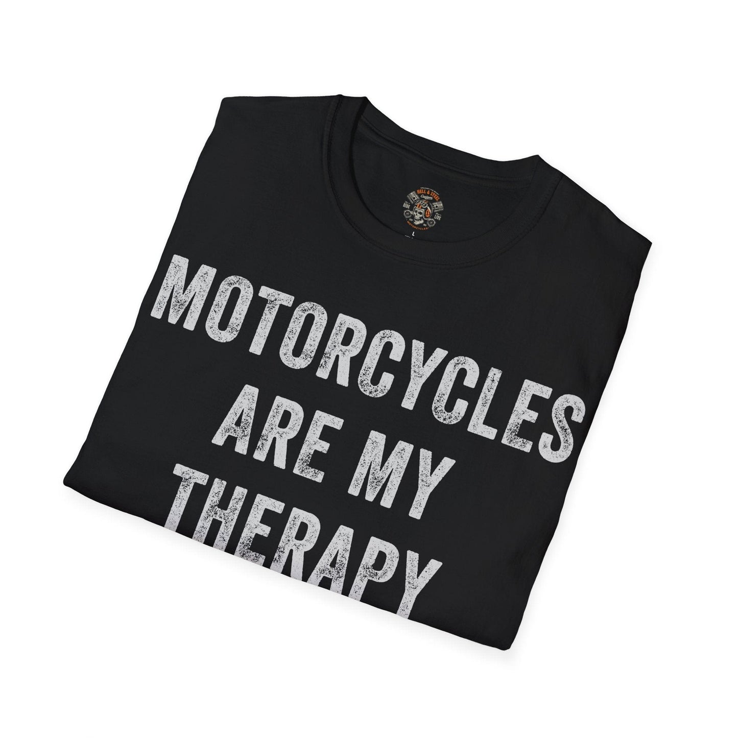 Motorcycles Are My Therapy Distressed Effect T-shirt