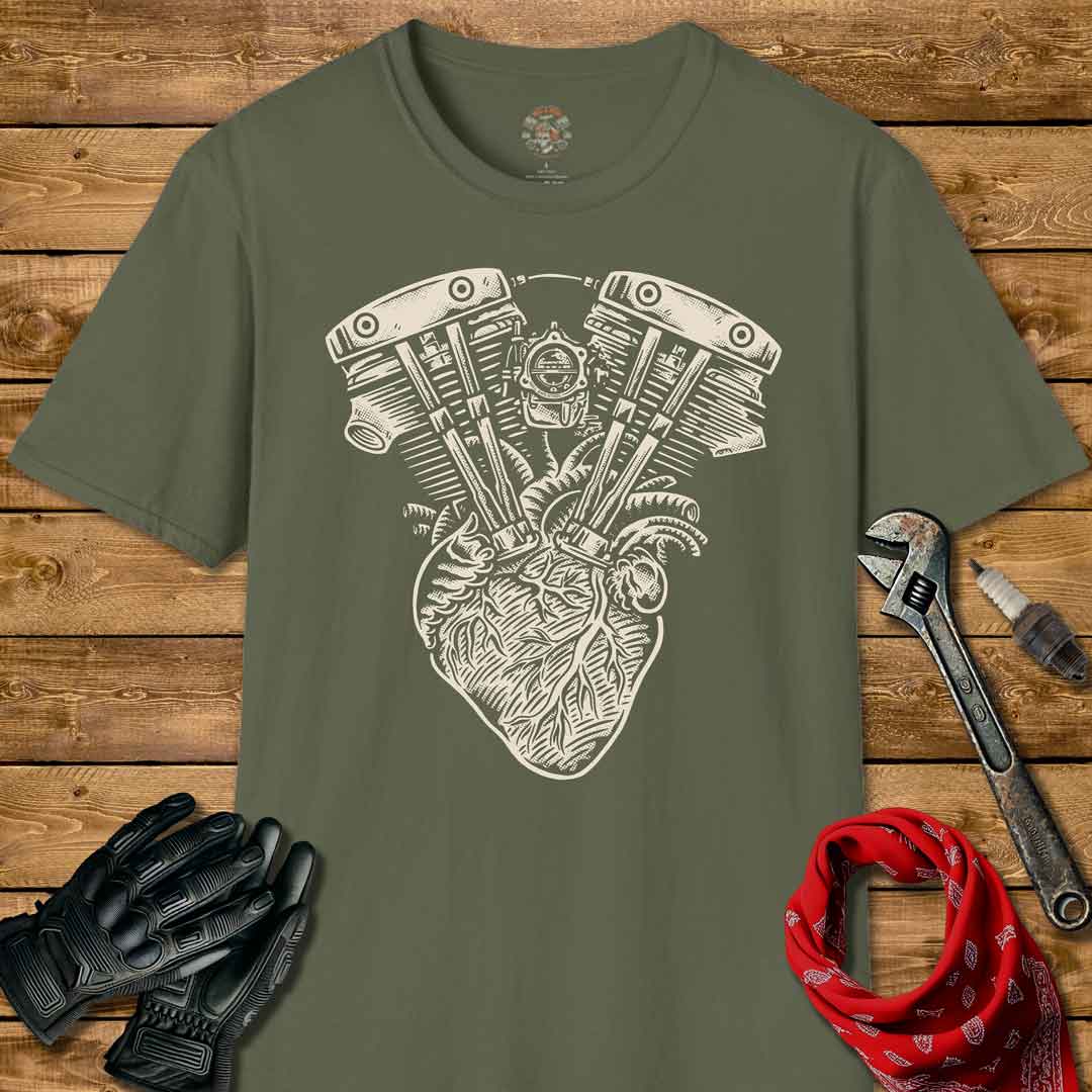 Motorcycle Engine Heart T-shirt