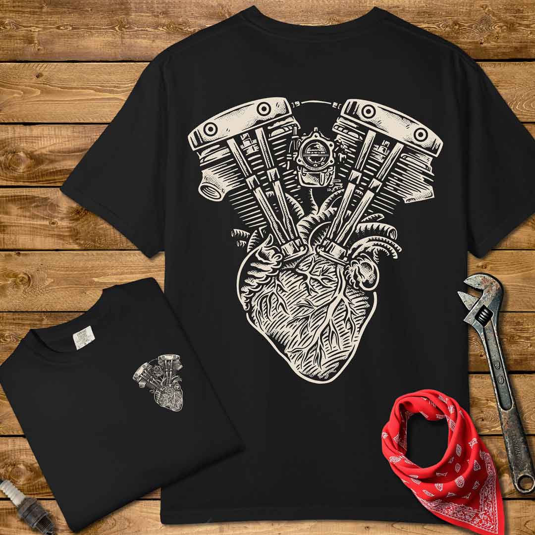 Motorcycle Engine Heart - Premium Front and Back Design
