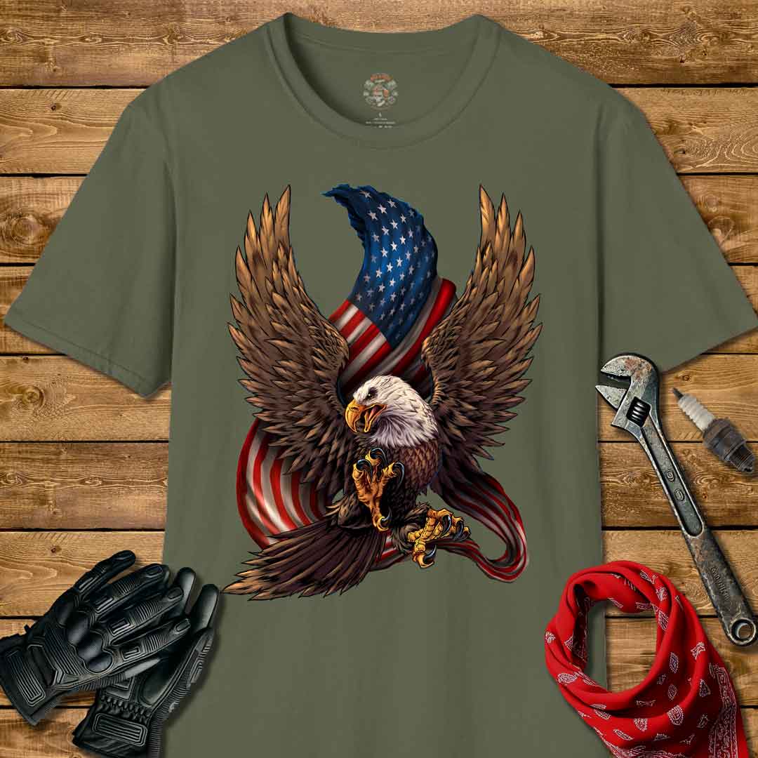 Patriotic American Eagle and Flag