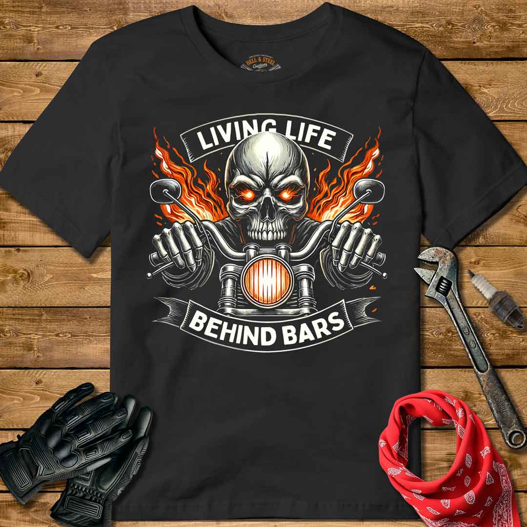 Living Life Behind Bars Motorcycle T-shirt