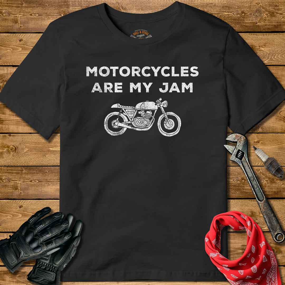 Motorcycles Are My Jam Distressed Effect T-shirt