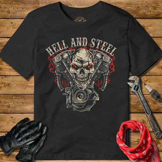 Skull Engine With Flames T-shirt