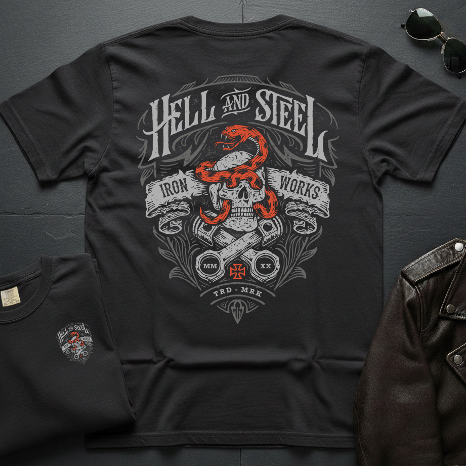 Hell And Steel Iron Works 2-Sided T-Shirt