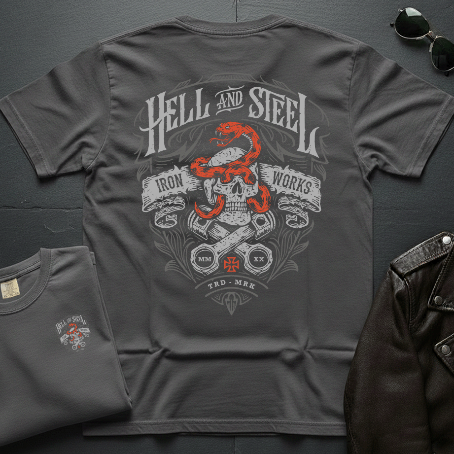 Hell And Steel Iron Works 2-Sided T-Shirt