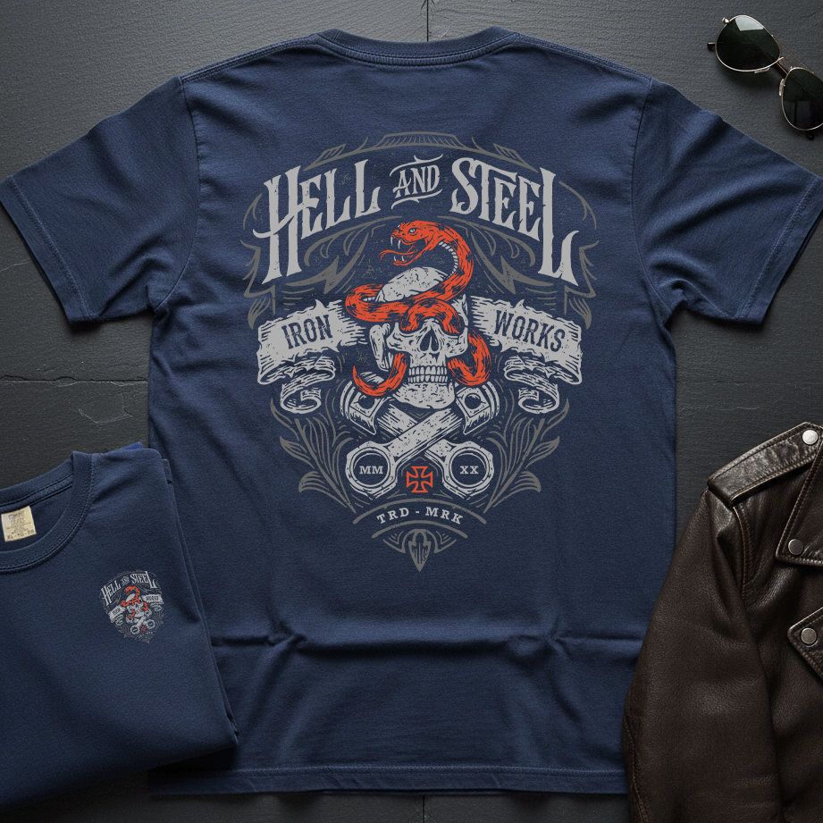 Hell And Steel Iron Works 2-Sided T-Shirt
