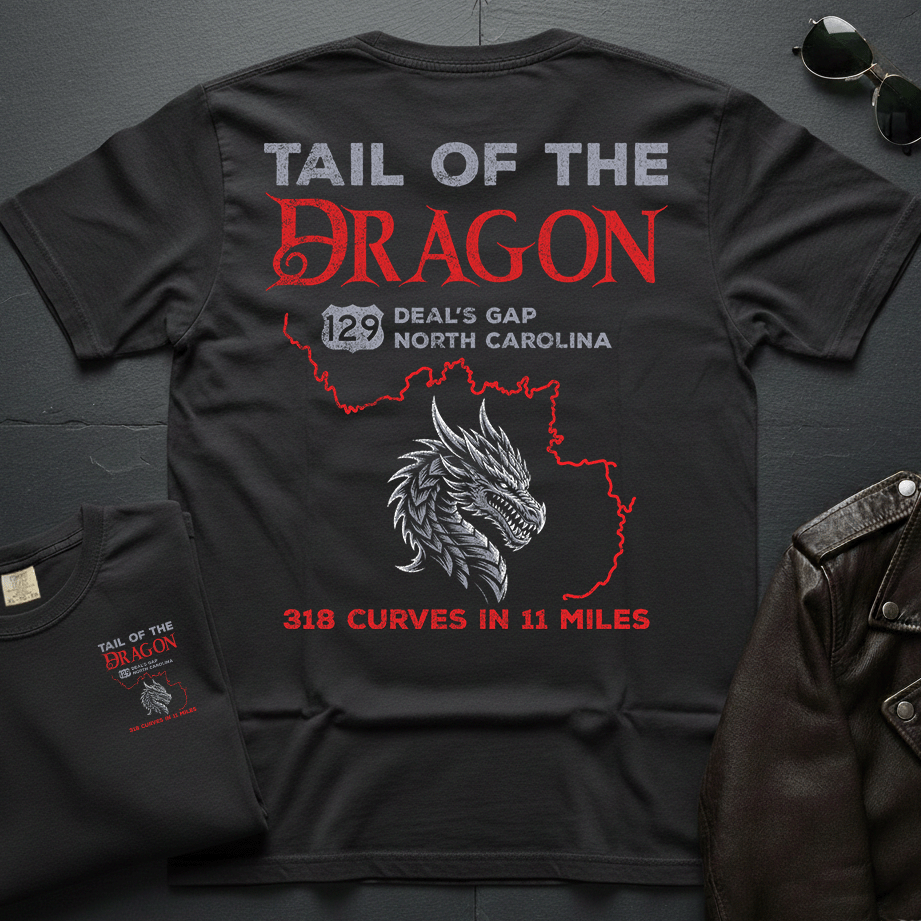 Tail Of The Dragon Map 2-Sided T-Shirt