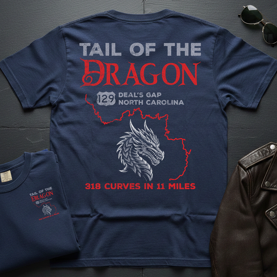 Tail Of The Dragon Map 2-Sided T-Shirt