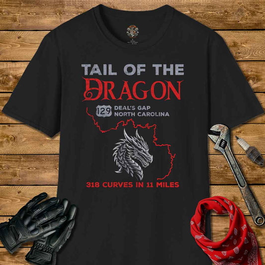 Tail Of The Dragon With Map Outline Distressed Effect