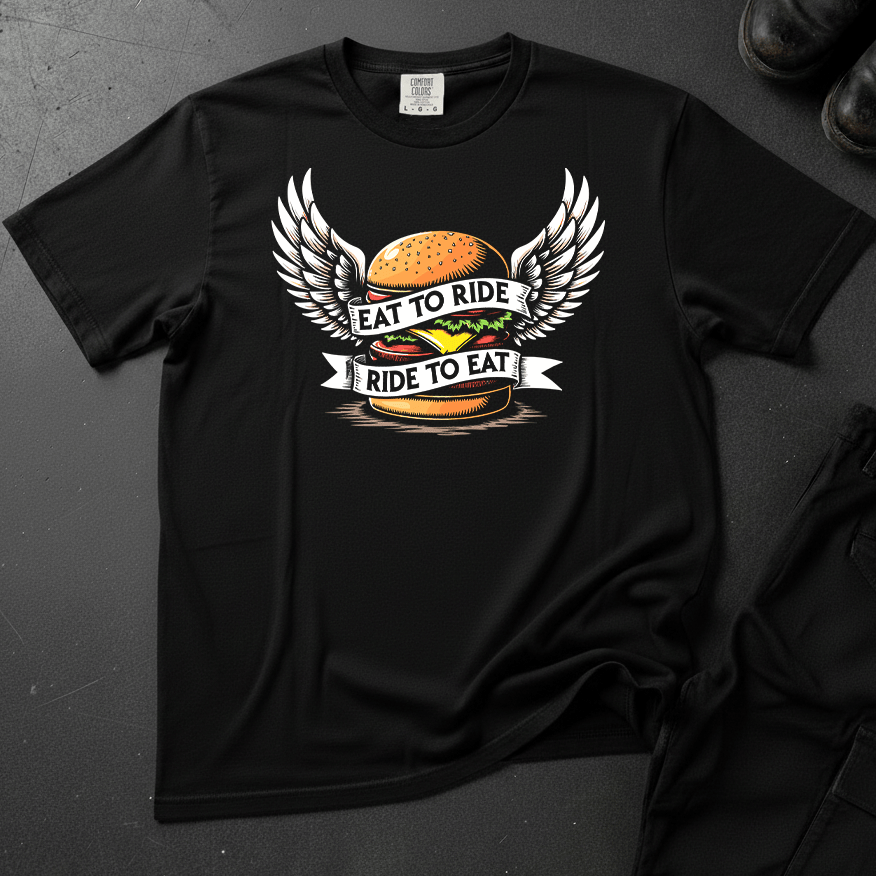 Eat To Ride - Ride To Eat - Front Print T-shirt