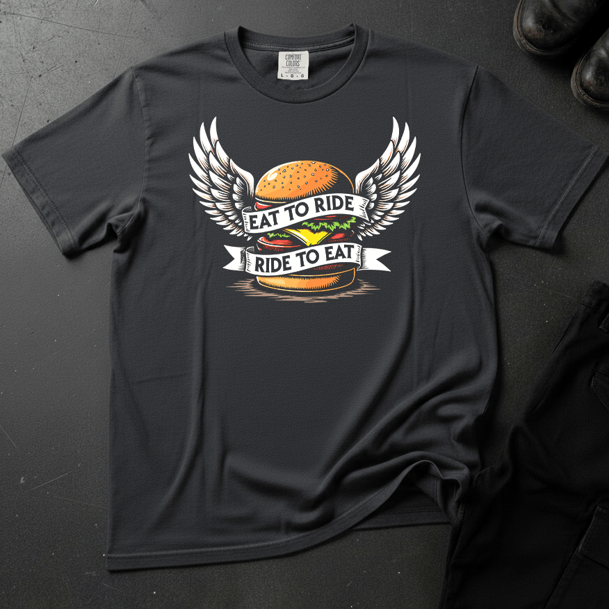 Eat To Ride - Ride To Eat - Front Print T-shirt