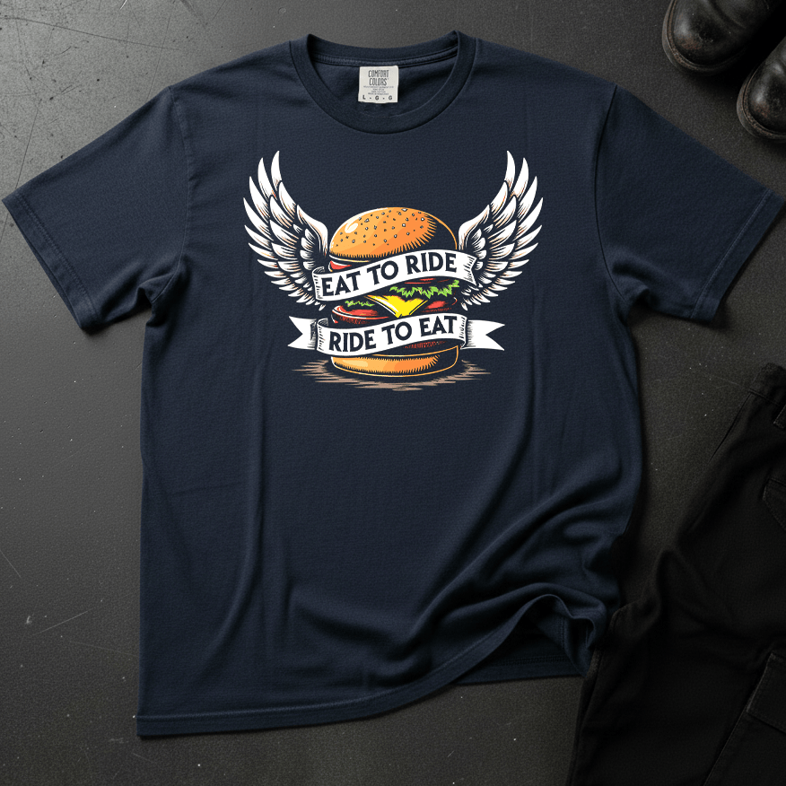 Eat To Ride - Ride To Eat - Front Print T-shirt
