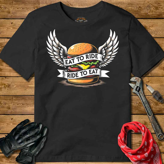 Ride To Eat Funny Motorcycle T-shirt