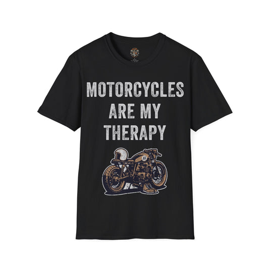 Motorcycles Are My Therapy Distressed Effect T-shirt