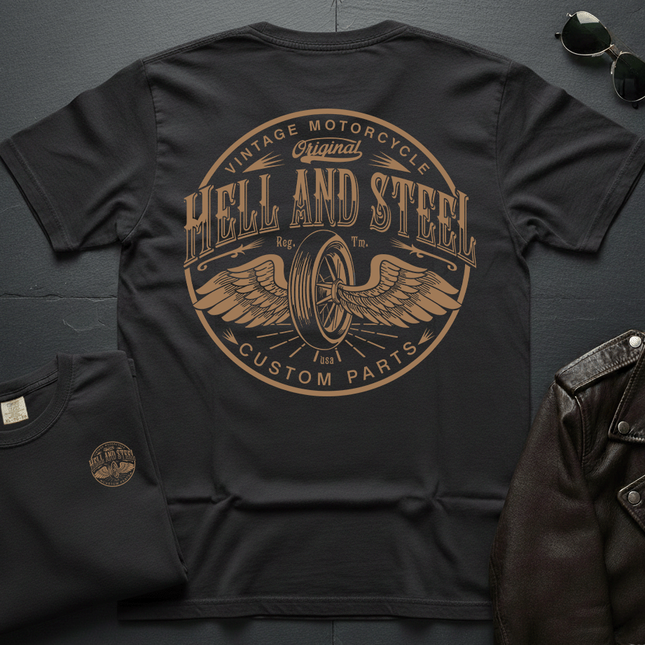 Hell And Steel Custom Parts Distressed 2-Sided T-Shirt