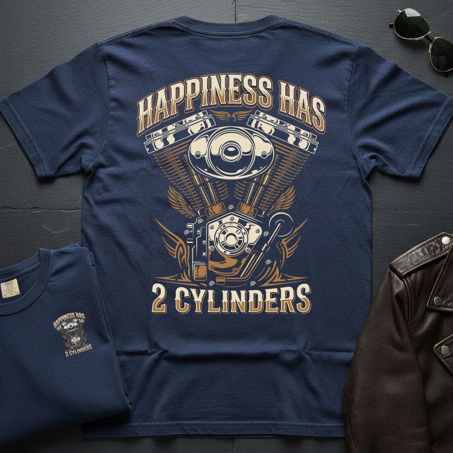 Happiness Has 2 Cylinders 2-Sided T-Shirt