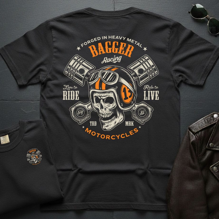 Bagger Racing Skull 2-Sided T-Shirt