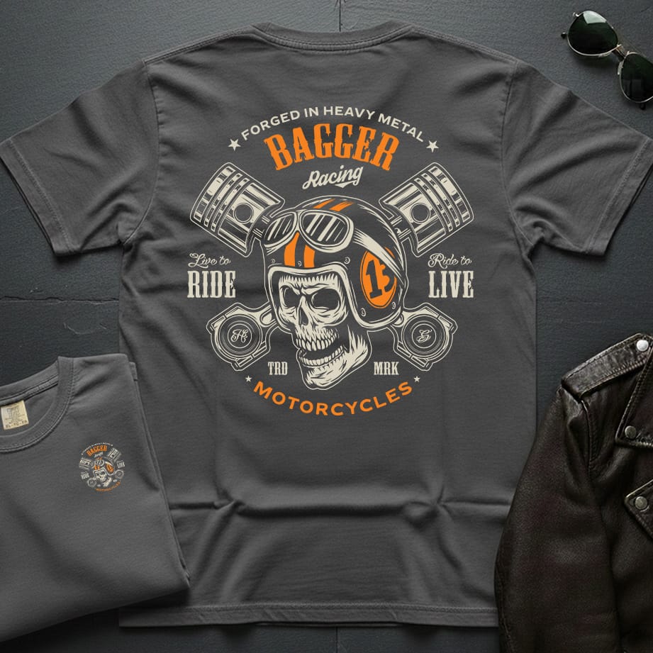 Bagger Racing Skull 2-Sided T-Shirt