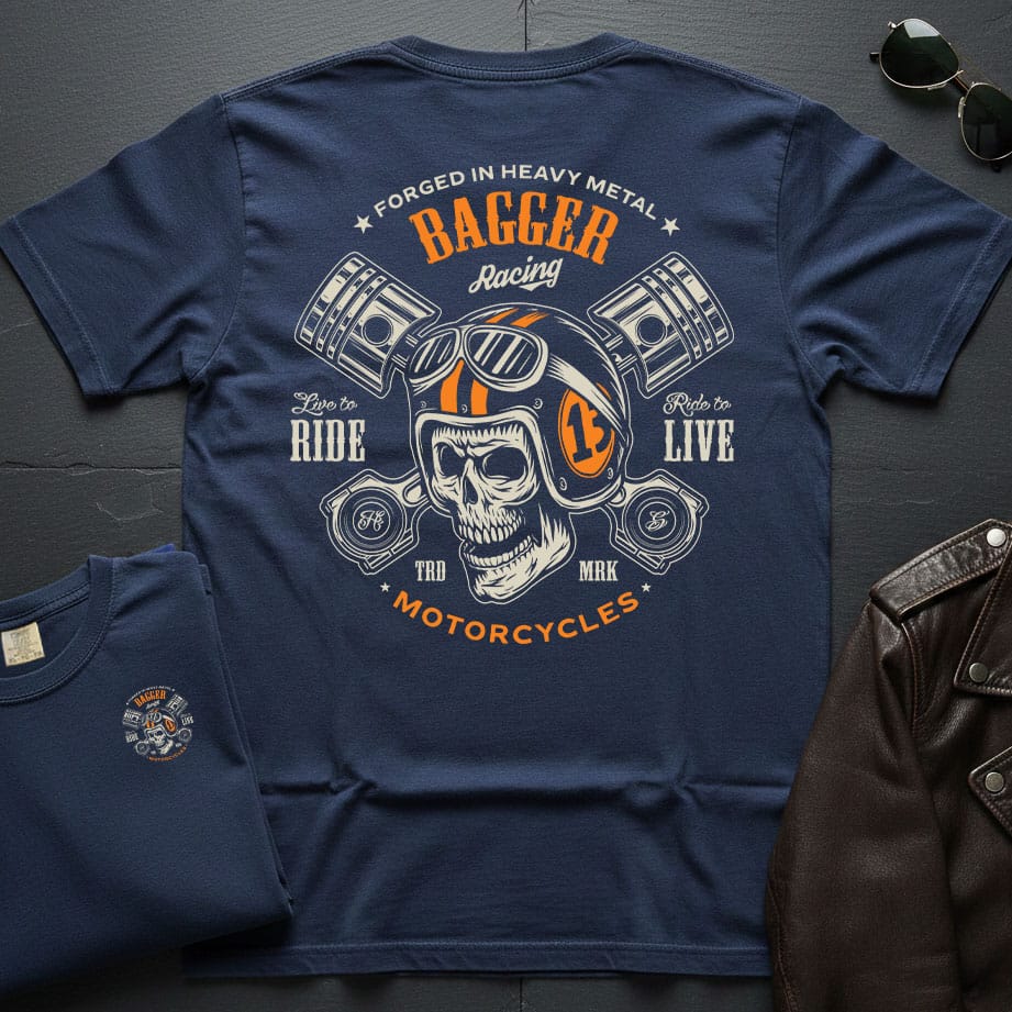 Bagger Racing Skull 2-Sided T-Shirt