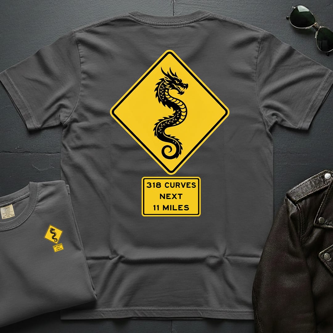 Tail of the Dragon Curve Sign 2-Sided T-Shirt