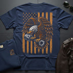 Copper Eagle Piston and Flag 2-Sided T-Shirt