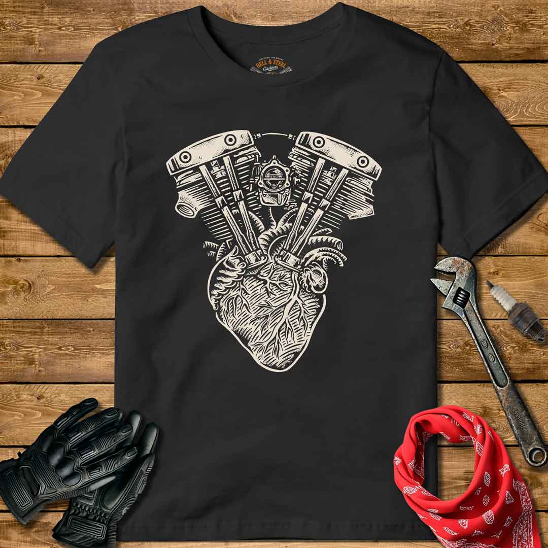 Motorcycle Engine Heart T-shirt
