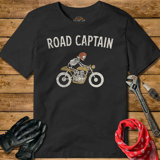 Road Captain Motorcycle Distressed Logo T-shirt
