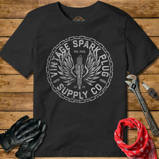 Vintage Spark Plug Motorcycle T-shirt