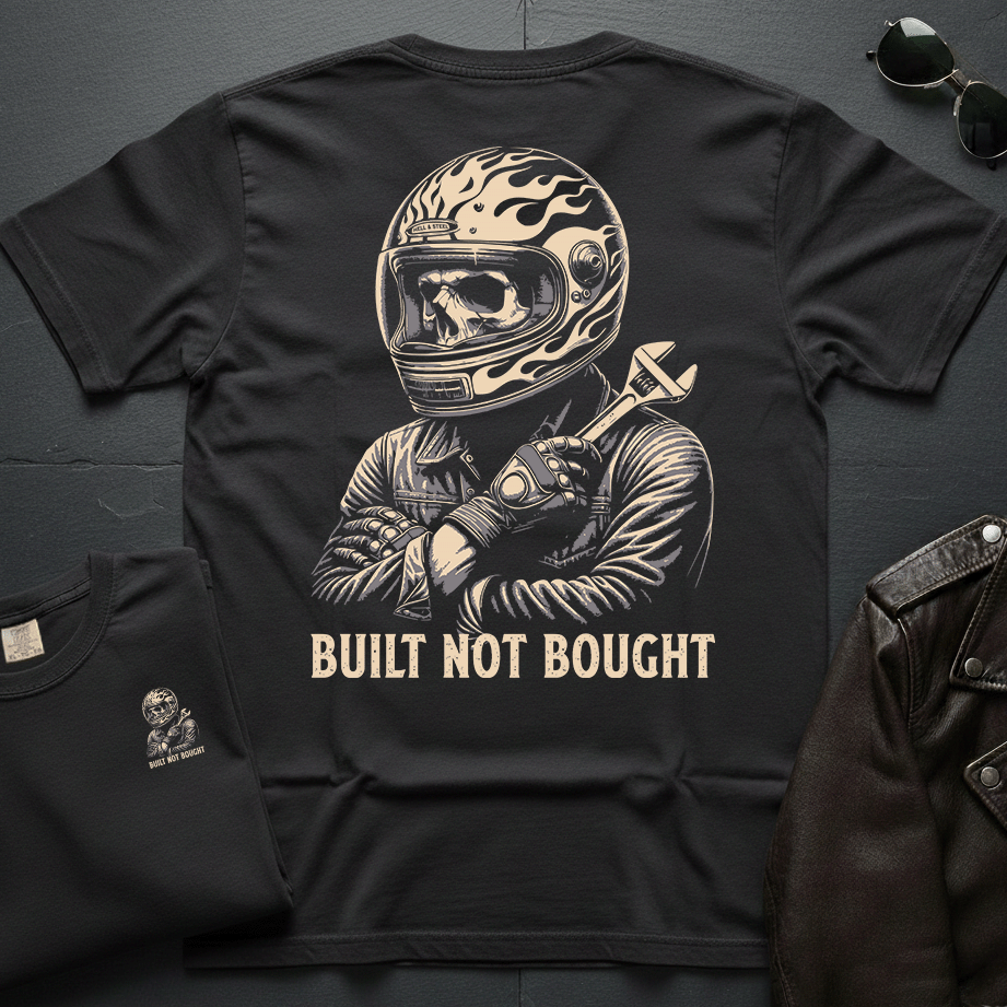 Built Not Bought Biker 2-Sided T-Shirt