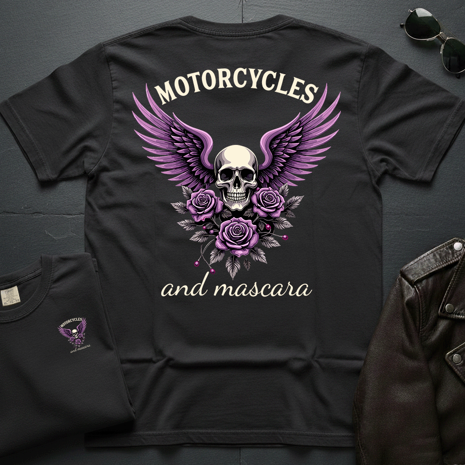 Motorcycles And Mascara 2-Sided T-Shirt