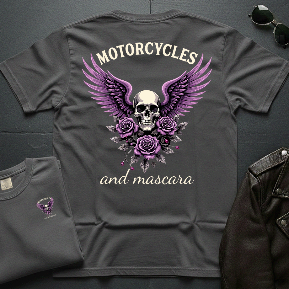 Motorcycles And Mascara 2-Sided T-Shirt