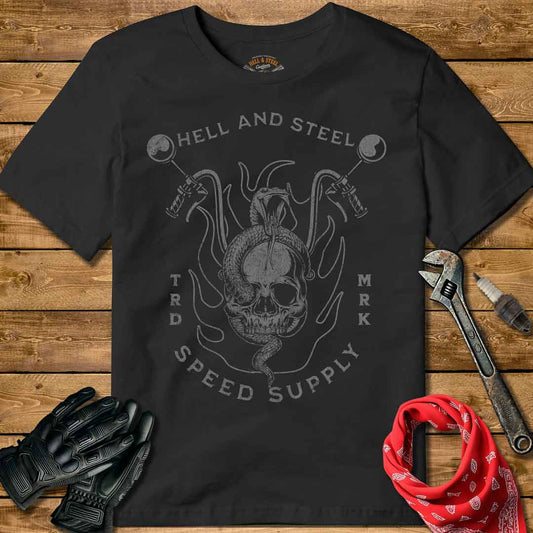 Skull and Handlebars Dark Motorcycle T-shirt