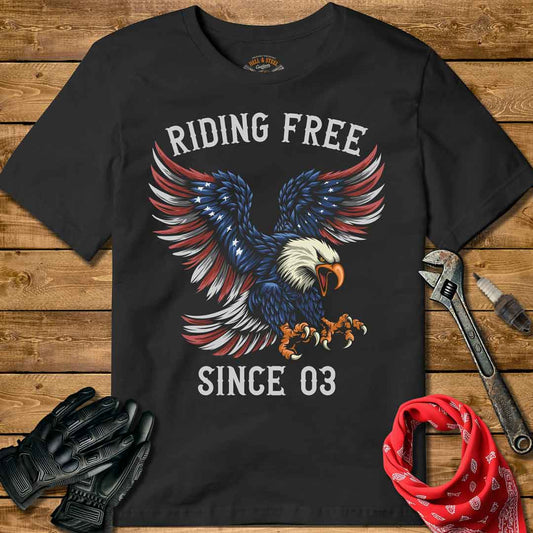 Riding Free Since 03 Motorcycle T-shirt
