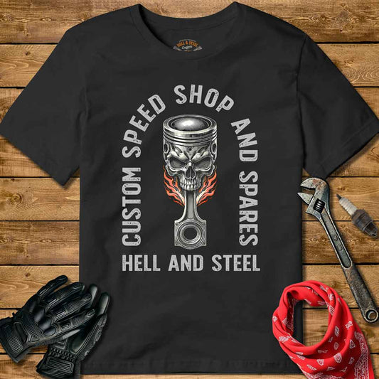 Flaming Piston Motorcycle T-shirt