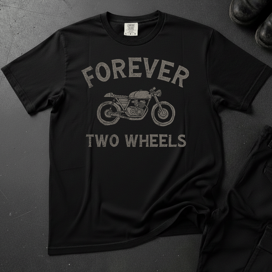 Forever Two Wheels Distressed - Front Print T-shirt