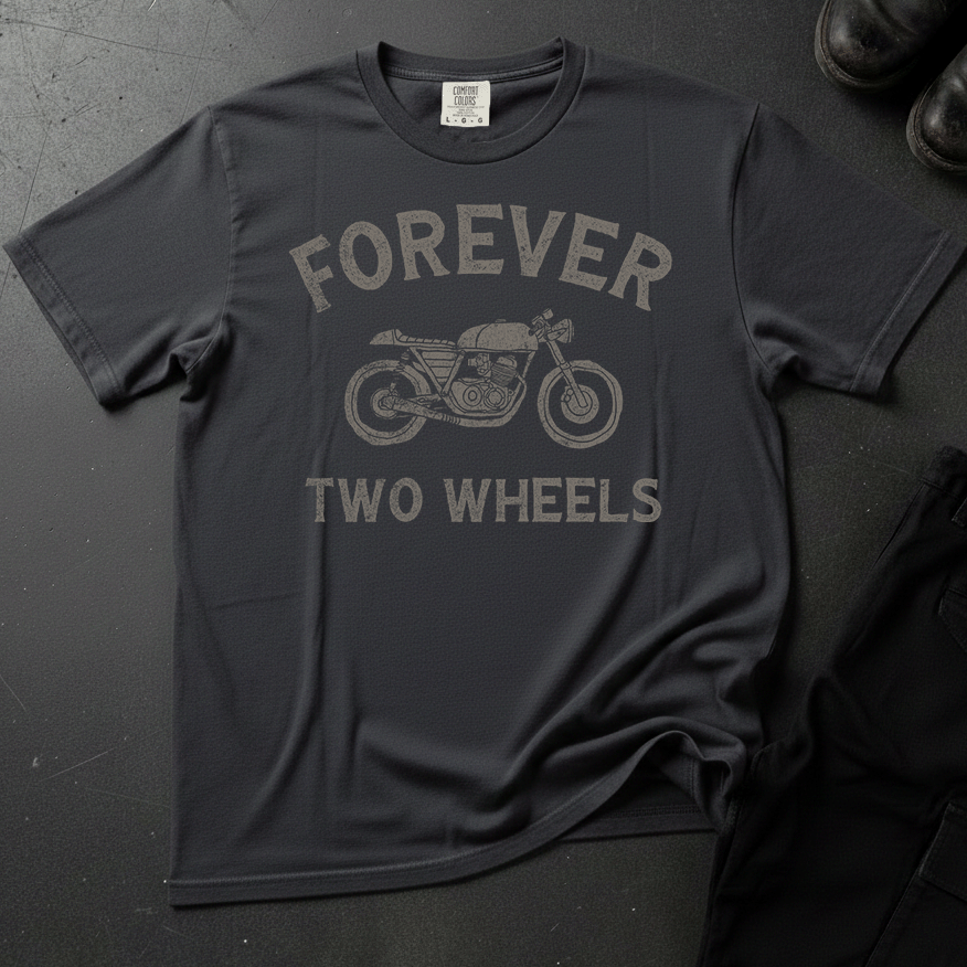 Forever Two Wheels Distressed - Front Print T-shirt