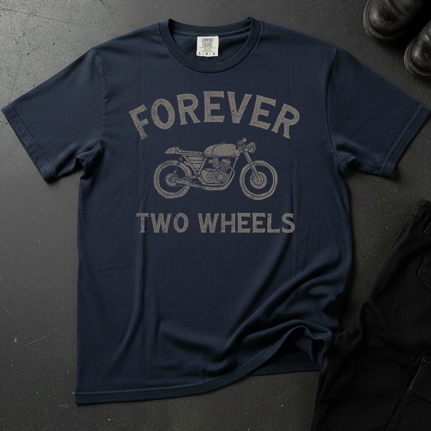 Forever Two Wheels Distressed - Front Print T-shirt