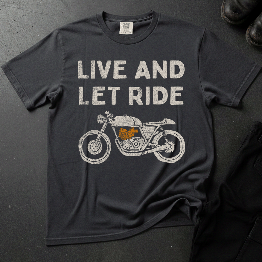 Live And Let Ride Distressed - Front Print T-shirt