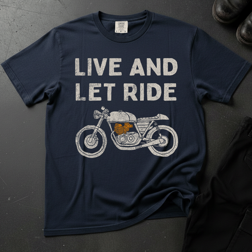 Live And Let Ride Distressed - Front Print T-shirt