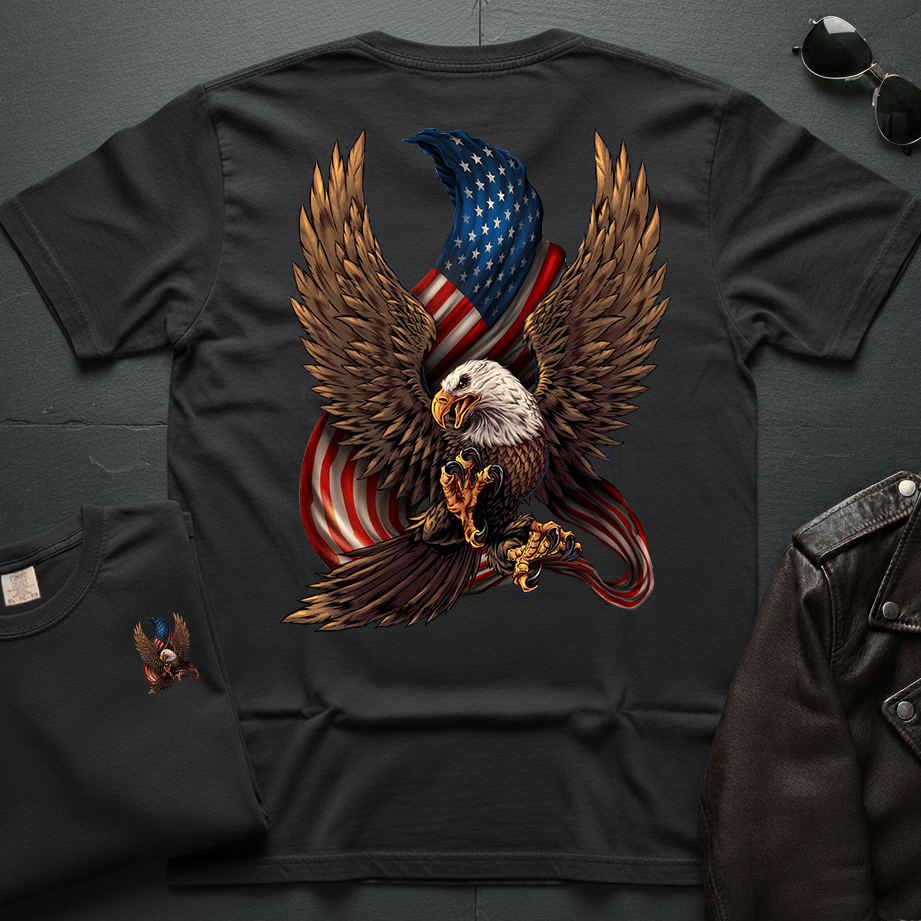 Eagle and American Flag 2-Sided T-Shirt