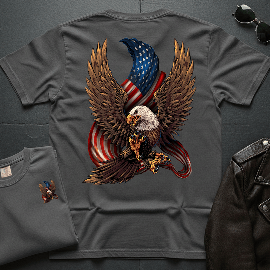 Eagle and American Flag 2-Sided T-Shirt