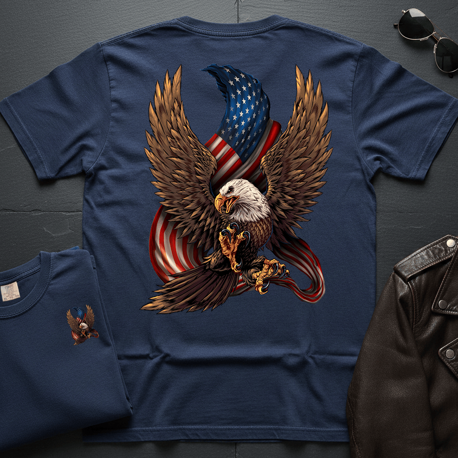 Eagle and American Flag 2-Sided T-Shirt