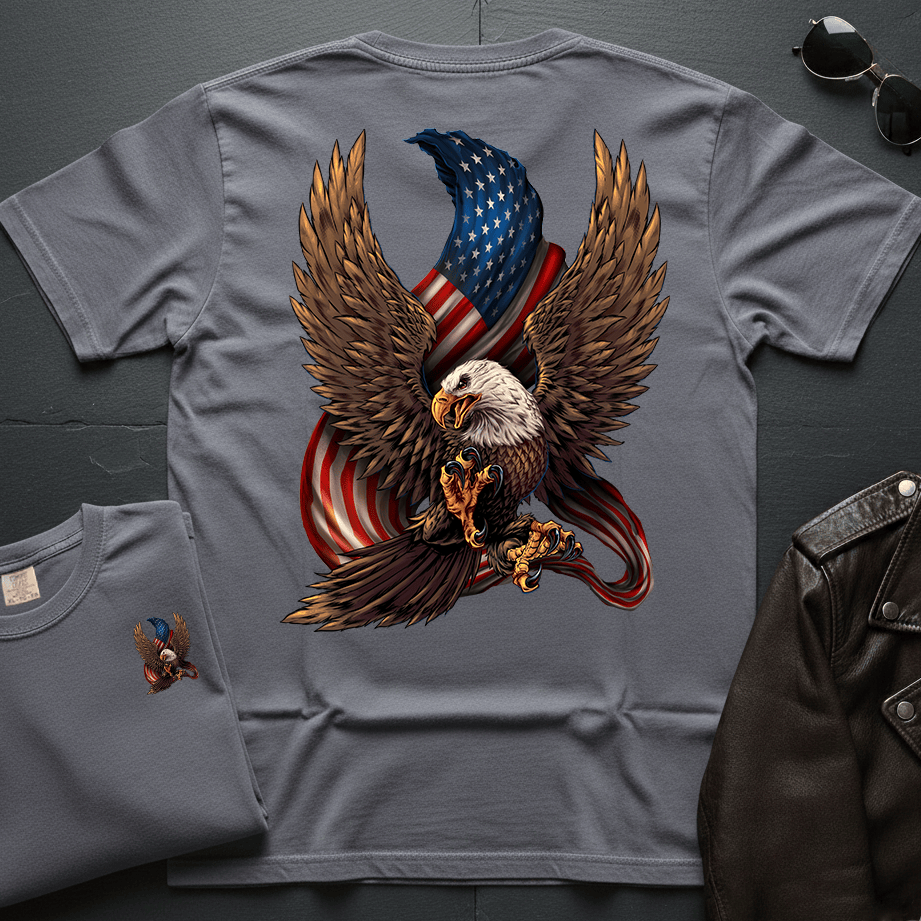 Eagle and American Flag 2-Sided T-Shirt