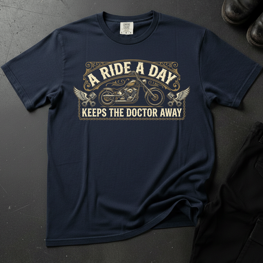 A Ride A Day Keeps The Doctor Away - Front Print T-shirt