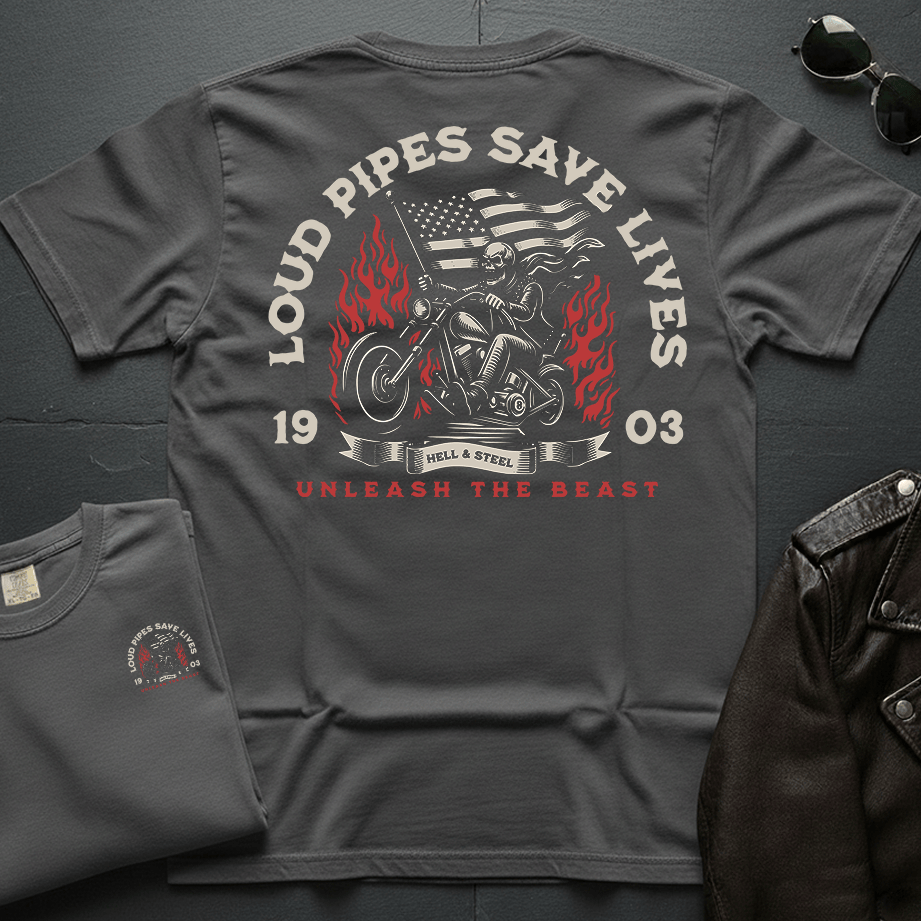 Loud Pipes Save Lives 2-Sided T-Shirt