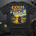 Gogh Ride Motorcycle Art 2-Sided T-Shirt