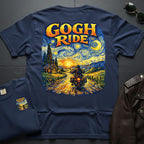 Gogh Ride Motorcycle Art 2-Sided T-Shirt